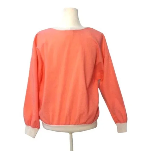 Vintage Color Block Shirt, Peach Aqua White Top, Womens Size L, Granny - Picture 4 of 10
